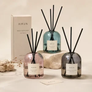 Aikun Custom 100ml 200ml Glass Reed Diffuser Bottle Unique Aroma Reed Diffuser for Home Fragrance OEM