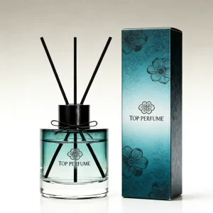 Amazing Blue Green Gradient Cylindrical Reed Diffuser Bottles Thick Bottom Wooden Lids Free Reed Sticks