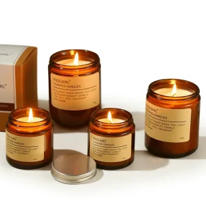 Amber Glass Jar Modern Scented Candles Natural Soy Wax Environment Friendly Aromatherapy Luxury Gift Set Decorative Home