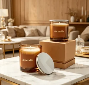 Amber Glass Soy Wax Aromatherapy Candle, Home Fragrance, Private Label OEM ODM Supplier
