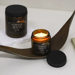 Amber Luxury Handmade Spiral Glass Soy Wax Aromatherapy Scented Candle with Black Lid Custom Logo for Christmas Easter & Diwali