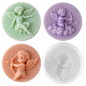 Angel Pattern Round Silicon Soap Candle Molds DIY Handmade 3 Types Angel Round Silicone Mold for Candle Soap Home Decoration