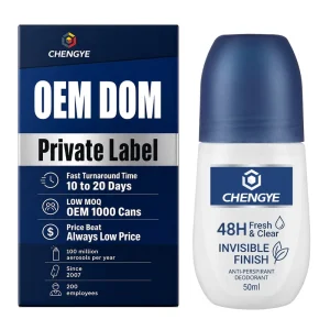 Antiperspirant Roll On Deodorant for Private Label OEM with Custom Formula and Low MOQ 48 Hour Protection 50ml