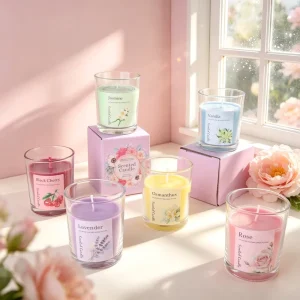 Appearance Level Scented Candles Colored Wax Glass Cups Soy Wax Scented Candles Indoor Atmosphere Romantic Souvenirs