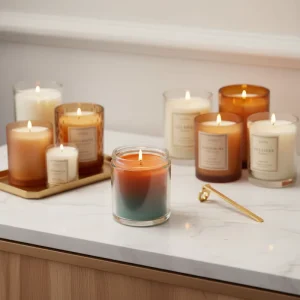 Aroma Candles Rose Scented Candle Gift Set Coffret Bougie Parfum Candle and Diffuser Set