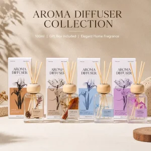 Aroma Reed Diffuser Set with Box Packaging for Hotel and Home Fragrance