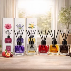 Aroma Reed Diffuser with Multiple Fragrance Options and Glass Bottle for Bedroom Living Room and Hotel