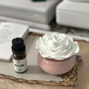 Aroma Stone Ceramic Flower Diffuser Elegant Reed Air Freshener Set Eco friendly Handmade 0% Alcohol