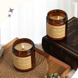 Aromatherapy Candle Jar Half handmade Hand poured Scented Candle Soy Wax Blend Gift ready Cup shaped Cozy Ambiance Tea