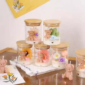 Aromatherapy Candle Private Label Logo Cute Little Bear Scented Candle Cup for Home Decoration Birthday Gift Candle