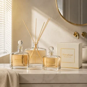 Aromatherapy Glass Custom Fragrance Bottles Flower Luxury Aroma Scented Reed Diffuser with Floral Sticks