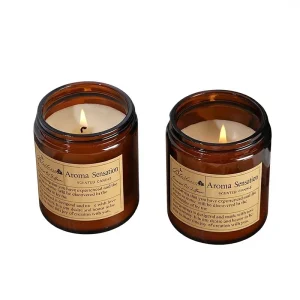 Aromatherapy Glass Jar Hand-poured Semi-Handmade Scented Soy Wax Blend Gift Candle with Sea Breeze & Lavender Fragrance