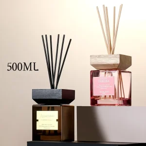 Aromatherapy Luxury Eco friendly Glass Reed Diffuser 500ML Square Bottle Engraved Non fire Long lasting Fresh Air Hotel Gift DIY