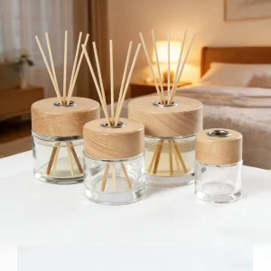 Aromatherapy Reed Diffuser Bottle 50ml 100ml Empty Glass Bottle with Wood Lid