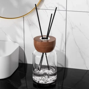 Aromatherapy Reed Diffuser Set 120ml Thick Glass Reed Diffuser Bottle with Dried Flowers Lid