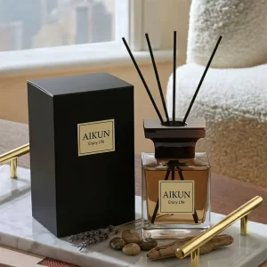Aromatherapy Reed Diffuser Set with Black Fiber Sticks for Home Hotel Spa Room Decor
