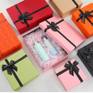 Assorted Color Luxury Gift Boxes Custom Logo Rigid Present Boxes with Printed Ribbon for Beauty & Perfume Sets