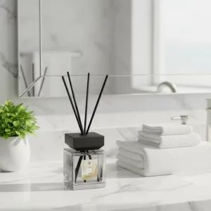 BILA 200ml Glass Bottle Fireless Reed Diffuser Sets Modern Indoor Aromatherapy for Bedrooms Long Lasting Fresh Fragrance Square