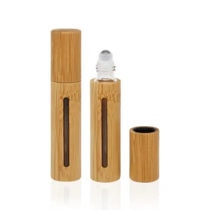 Bamboo Cosmetic Packaging Essential Oil Roll on Bottles 10ml Roll on Perfume Bottles Fragrance Bamboo Roller Ball Bottles