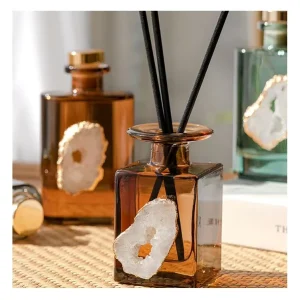 Bathroom Essential Oil Reed Diffuser Set with Jasmine, Rose, or Oud Fragrance and Rattan Sticks