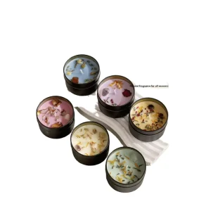 Best Selling Handmade Eco Friendly Soy Wax Candle Custom Fragrance Glass Jar 100% Cotton Wick Crystal Dried Flowers Modern Style