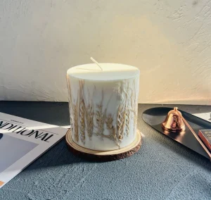 Big Cylindrical Wheat Soy Wax Scented Candles Luxury Aromatherapy Candle Dried Flower Candle