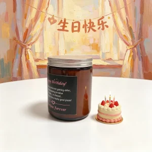 Birthday Handmade Luxury Premium Scented Candles Gift in Amber Glass Jar with Package for Mother’s Day