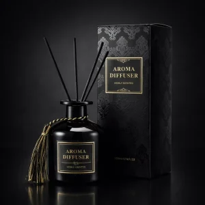 Black 220ml Reed Diffuser for Indoor, Hotel, Home, and Commercial Use
