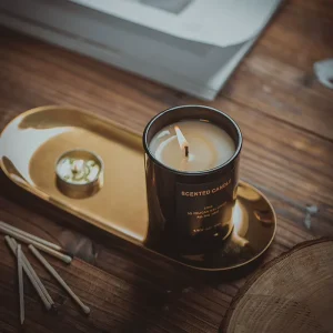 Black Classic Glass Bean Wax Aromatherapy Candles for Home Decoration