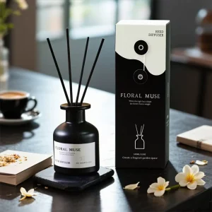 Black Glass Reed Diffuser with Sticks 100ml Eco-Friendly DIY Handcrafted Home Fragrance Decor