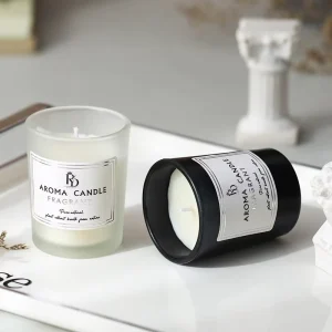 Black White Custom Matte Glass Jar Scented Candle for Aromatherapy Home Decor Wedding Gift Set