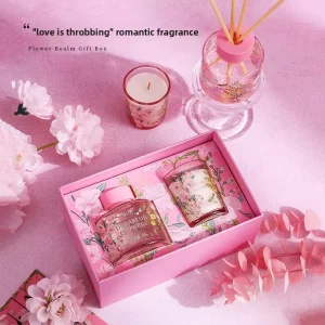 Blooming Flowers Aromatherapy Candle Gift Set Soybean Blended Wax Smokeless Long Lasting Fragrance Custom Logo Festive Gift