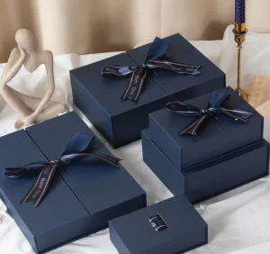 Blue Exquisite Double Open Gift Box Recycled Cosmetic Set Perfume Valentine’s Day Gifts Candle Box Packaging Custom Paper Boxes