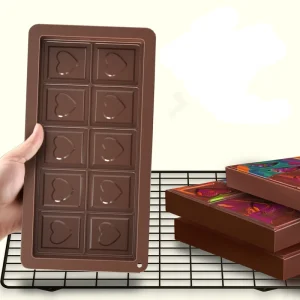 Break Apart Heart Chocolate Bar Wax Melt Molds for Dubai Knafeh Pistachio Chocolate Stuffed Bar Chocolate Dubai Mold Silicone