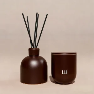 Brown Cylinder Empty Ceramic Candle Jar and Reed Diffuser Bottle Gift Box Set for Home Decor