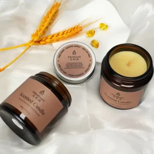 Brown Jar Soy Wax Single Core Aromatherapy Candle Customizable for Home Decoration