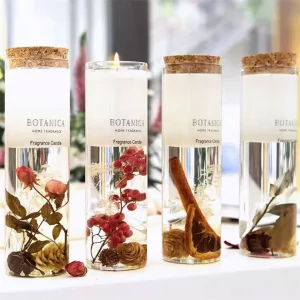 Bulk Scented Candles with Cork Lids Using Jelly Gel Wax with Dried Flower Decoration