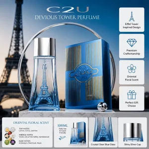 C2U PARIS EIFFEL TOWER DESIGN PERFUME ORIENTAL FLORAL LONG LASTING EDP for DAILY TRAVEL GIFT SET