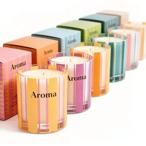 C&H Handmade Perfume Stripped Scented Soy Wax Candles in Glass Jars for Christmas & Wedding Favors with Custom Boxes and Logo