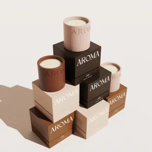 C&H Round Candle Gift Box Custom Colors Soy Wax Fresh Aromatherapy Pink Brown Cement Scented Candles