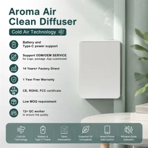 CREAROMA OV5 Battery Scent Diffuser OEM Air Clean Fragrance Machine Portable Smart Waterless Aroma Oil Diffuser For Home Hotel
