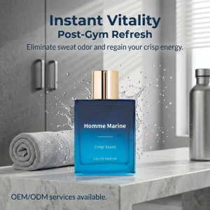 Captivating Crisp Ocean Bloom OEM ODM Custom Printed Glass Blue Gradient Bottle Male Fragrance for Valentine Gift