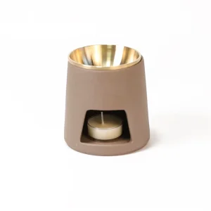 Ceramic Aromatherapy Burner Essential Oil Warmer Lamp Ceramic Base With Brass Bowl Powder Cedar Wax Melt Warmer
