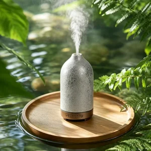 Ceramic Portable Ultrasonic Essential Oil Aroma Diffuser with LED Light for Home