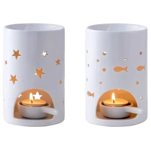 Ceramic Wax Melt Burners White Aroma Burner Candle Tealight Holder for Aroma Oil and Wax Melts