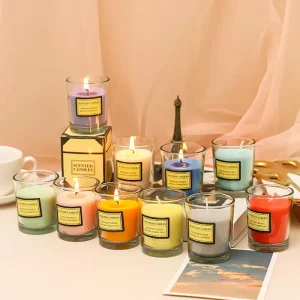 Charming Delicate Natural Plant Wax Glass Jar Scented Candle for Home Decor Holiday Celebration Gift Givin