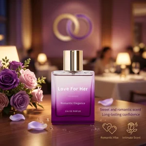 Chic Delicate Natural Floral Note Gradient Violet Transparent Glass Gold Fine Mist Nozzle Women Fragrance for Daily Dating Gift