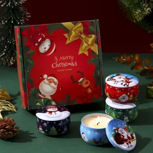 Christmas Aromatherapy Candles Tin Cans Ball Shape Customized Scents Pleasant Aroma Therapy Handmade Paraffin Wax
