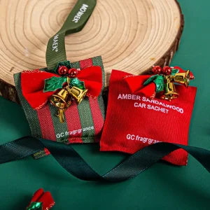 Christmas Car Air Freshener Aromatherapy Bag Hanging Aroma Sachet Scented with Row Bell Decoration