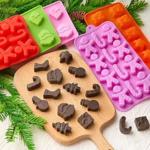 Christmas Chocolate Candy Silicone Molds 12 Cavity Xmas Theme Baking Molds for Making Gummy Jello Ice Wax Melts Mold